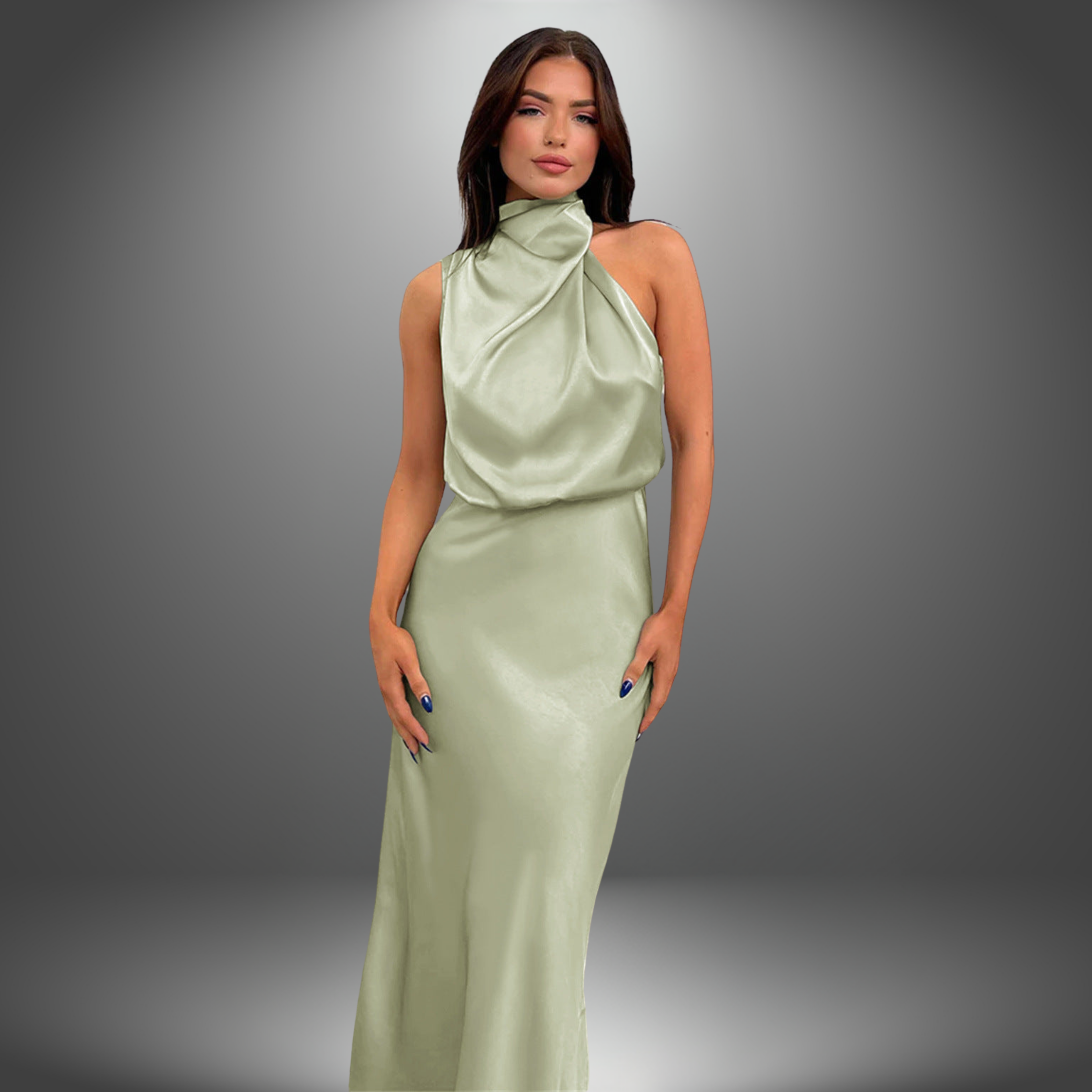 Carlina - Robe longue en satin avec col halter