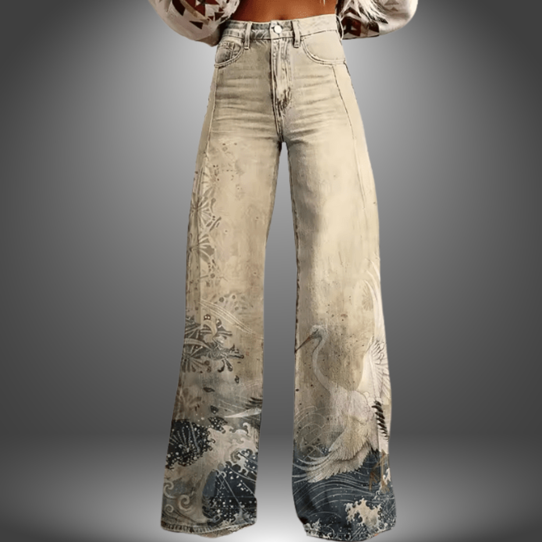 Olivia - Pantalon à fleurs fait à la main