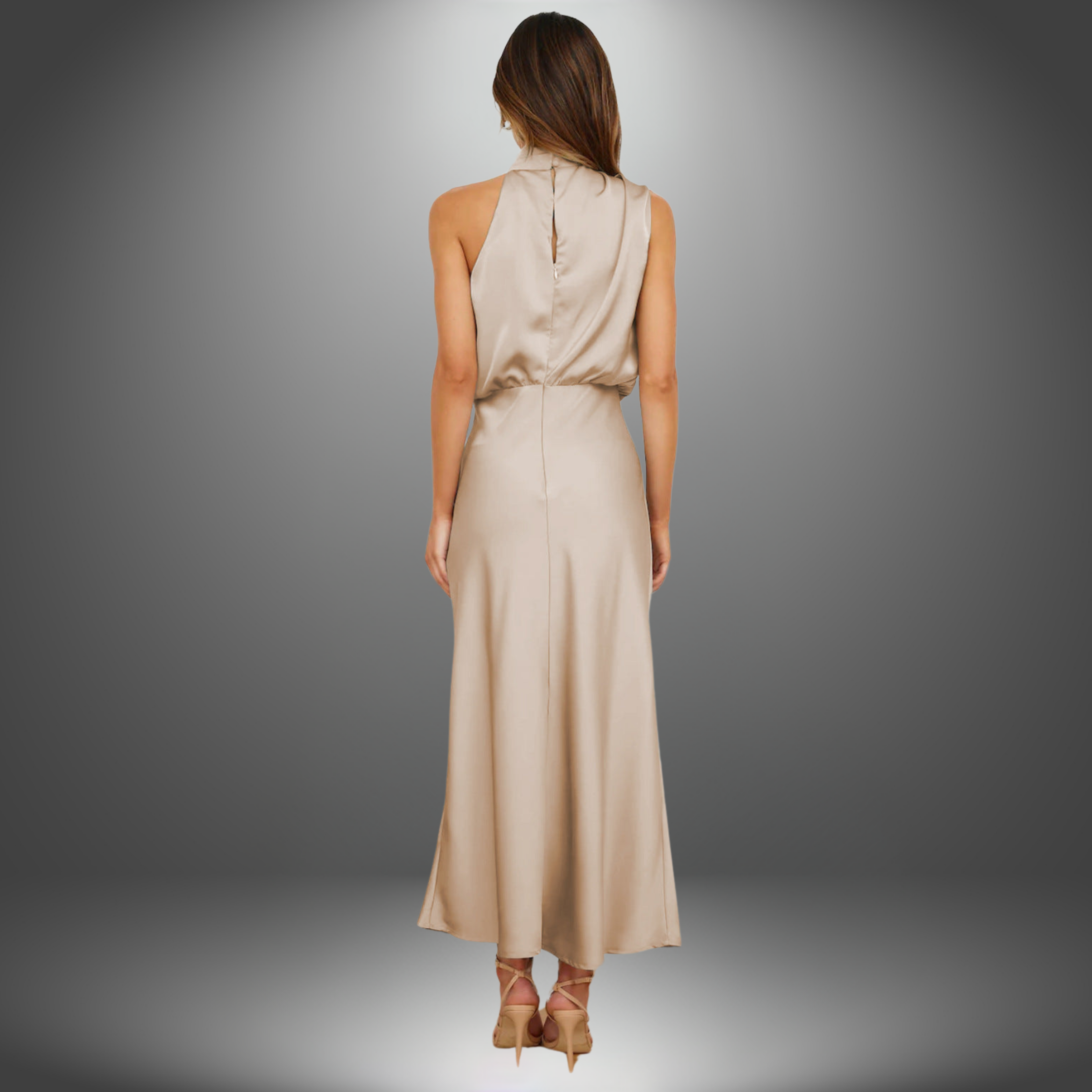 Carlina - Robe longue en satin avec col halter