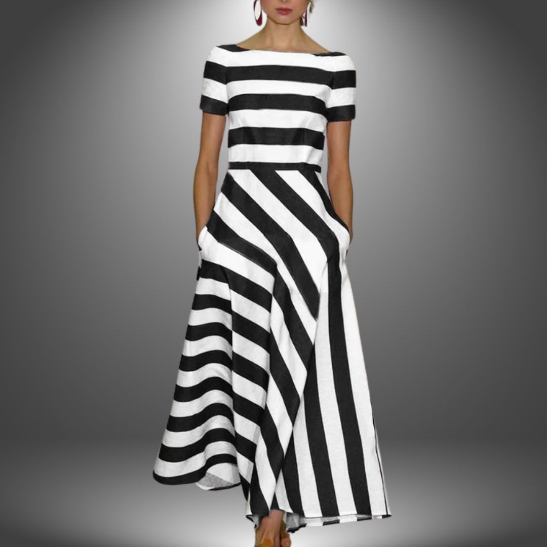 Nicole - Robe longue rayée artisanale