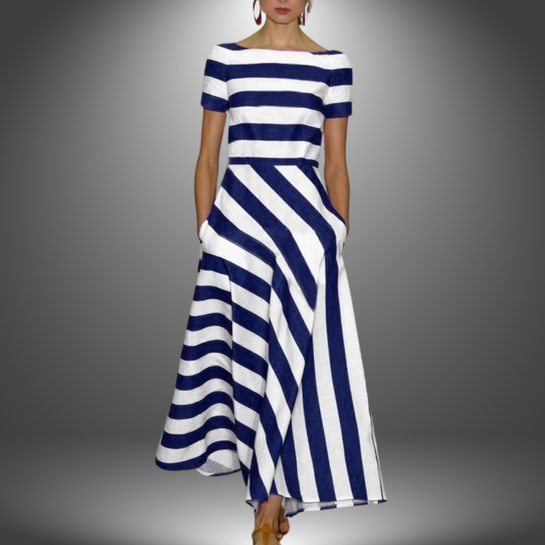 Nicole - Robe longue rayée artisanale