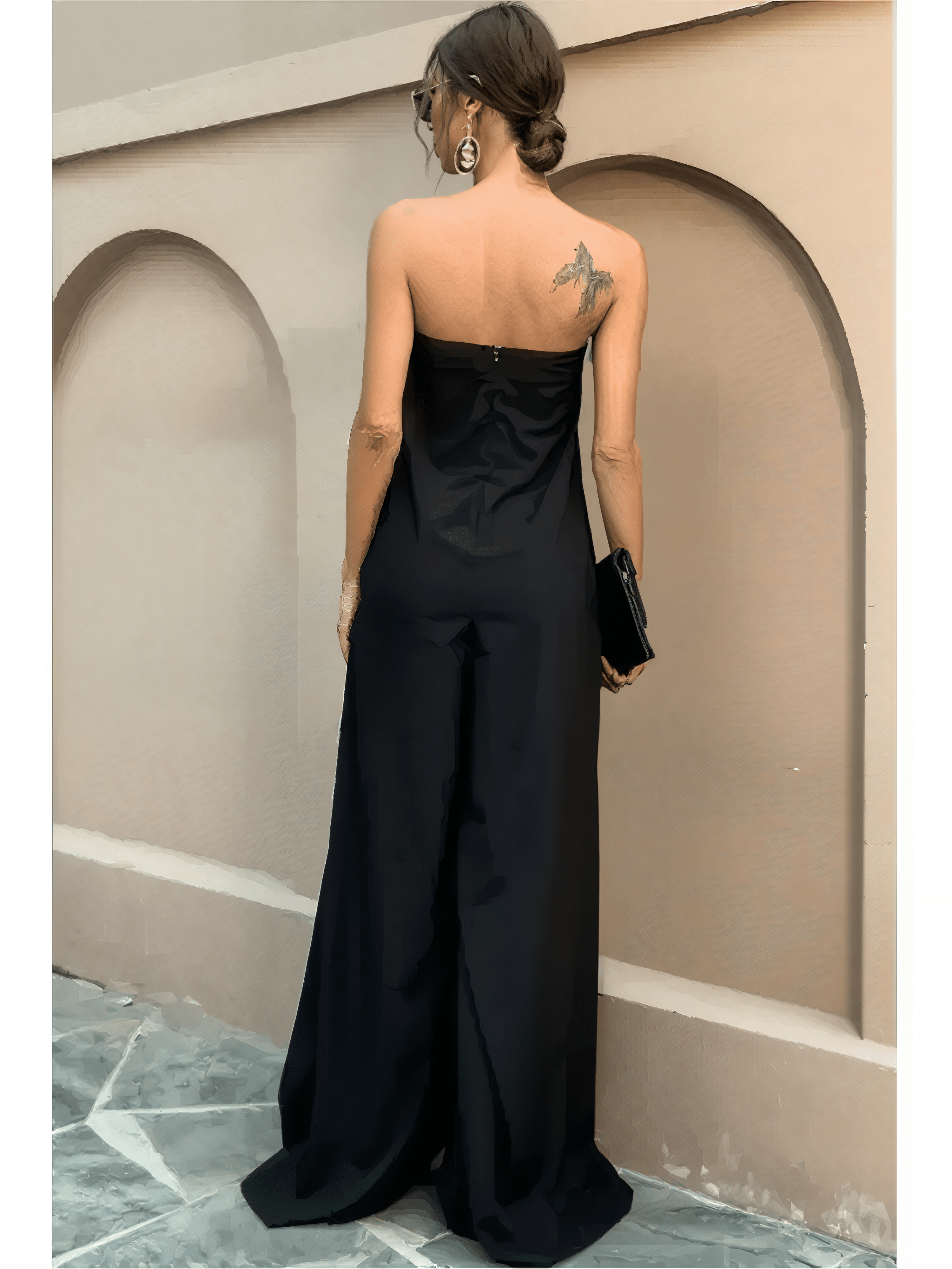Noémie - Combinaison bustier noire fluide