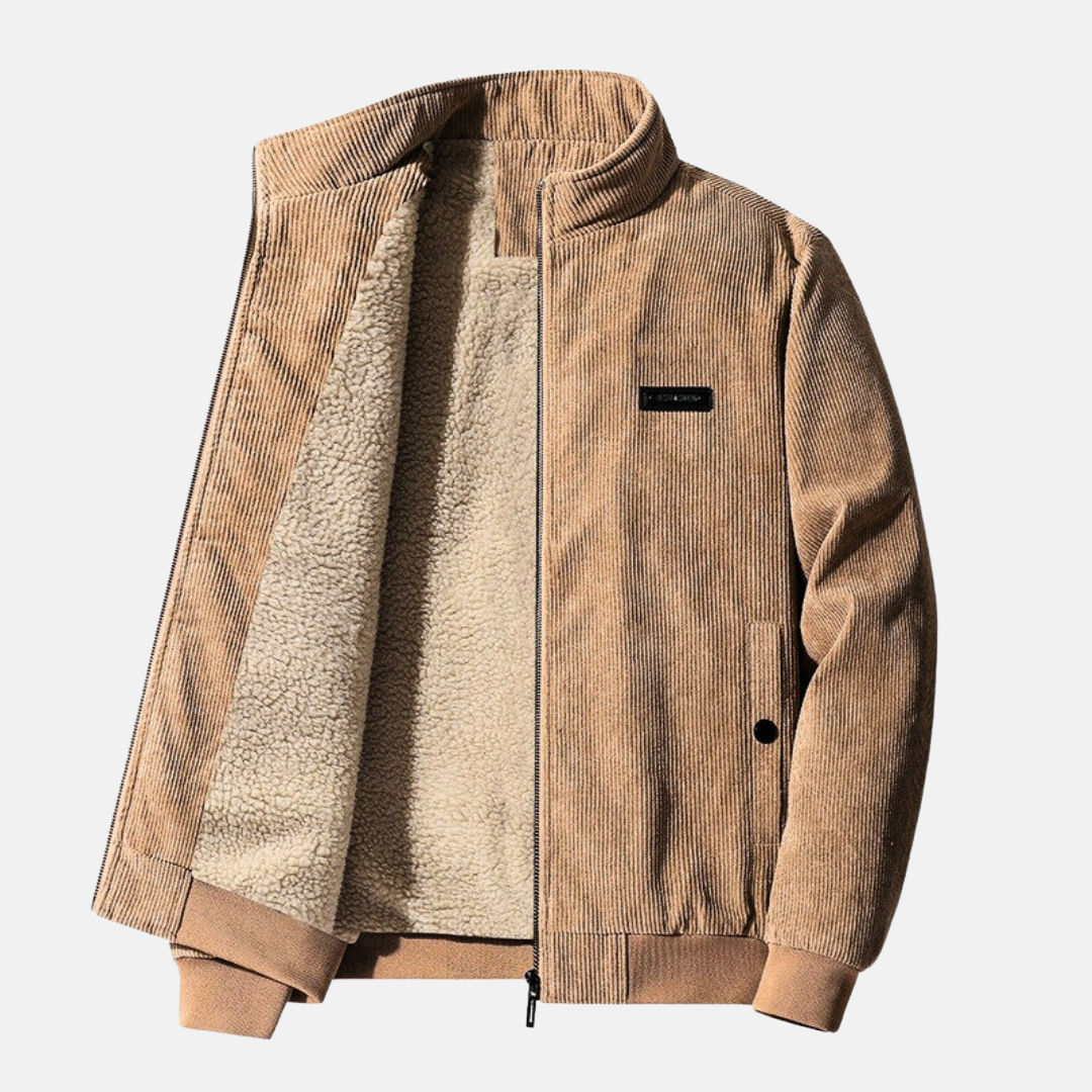 Elvy Paris™ | Veste en velours côtelé avec doublure en sherpa