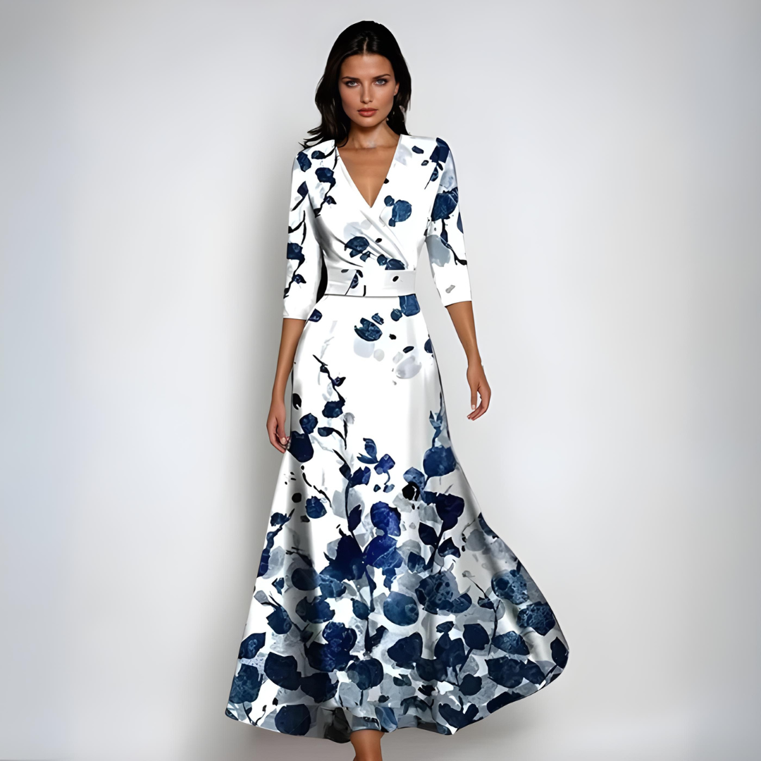 Izabel - Robe Longue Portefeuille á Fleurs