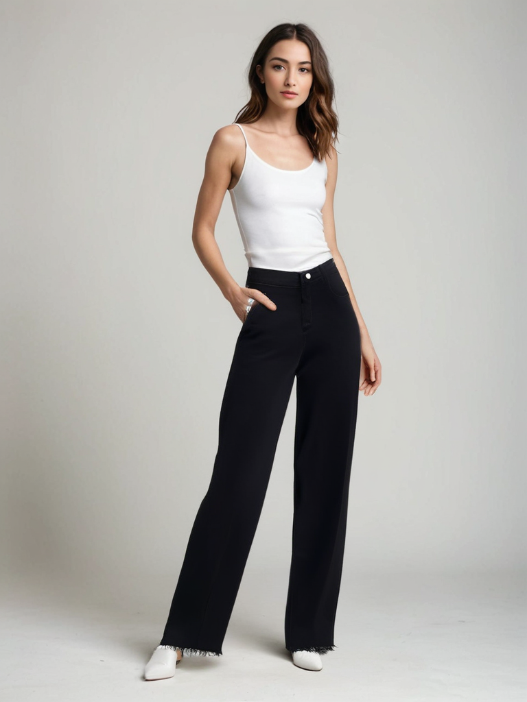 Elvy Paris™ | Jean Noir Élégant à Finition Brute