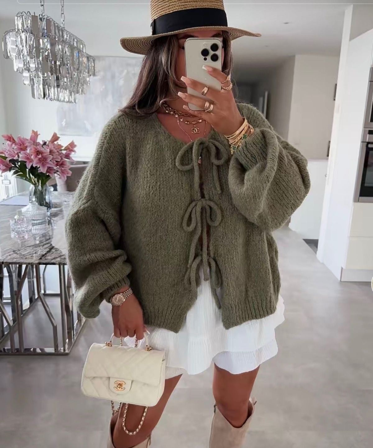 Elvy Paris™ | Cardigan avec Détails en Nœud