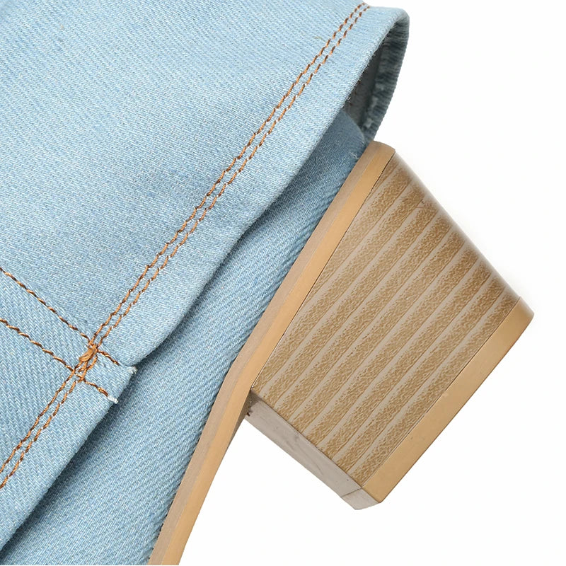 Elvy Paris™ | Bottes en denim jusqu'aux genoux