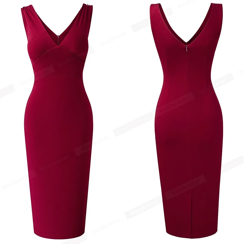 Chloé - Robe moulante séduisante à col en V profond