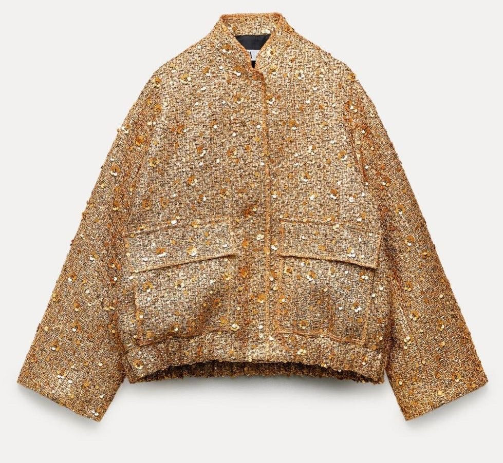 Elvy Paris™ | Veste en Sequins Dorés