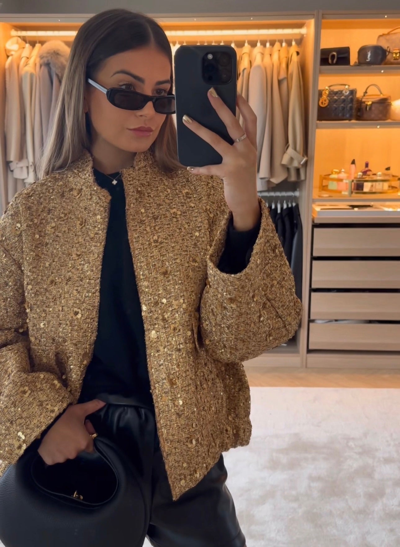 Elvy Paris™ | Veste en Sequins Dorés