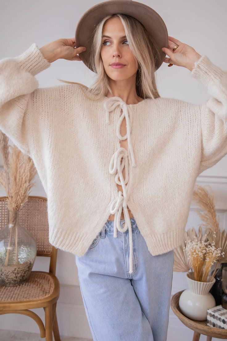 Elvy Paris™ | Cardigan avec Détails en Nœud