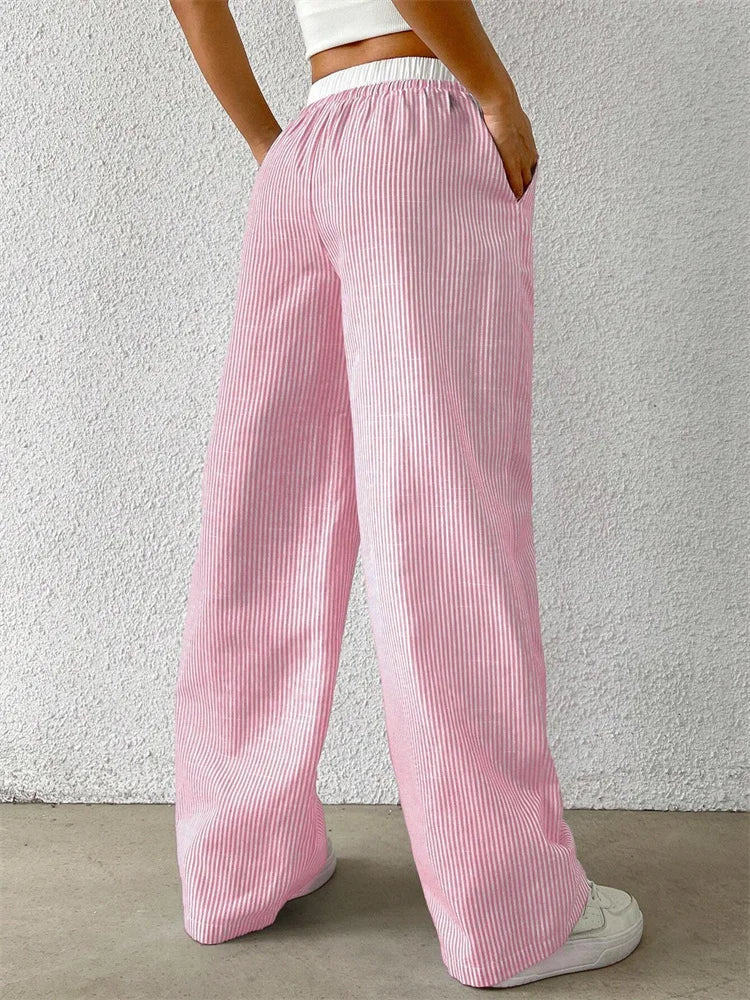 Elvy Paris™ | Pantalon Large Rayé
