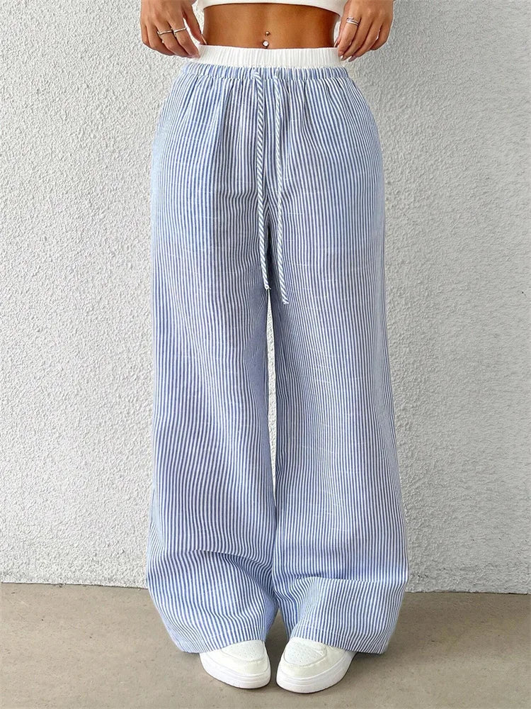 Elvy Paris™ | Pantalon Large Rayé