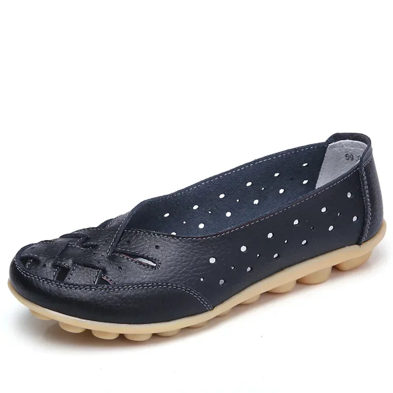 Elvy Paris | Chaussures en cuir plat creux et respirant