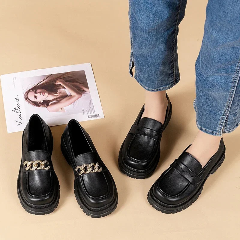 Elvy Paris | Mocassins Chunky avec Chaîne Dorée