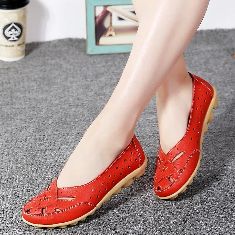 Elvy Paris | Chaussures en cuir plat creux et respirant