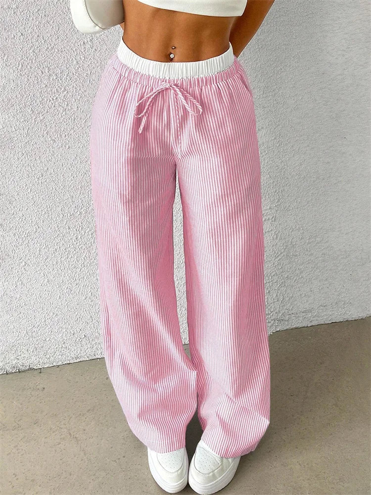 Elvy Paris™ | Pantalon Large Rayé