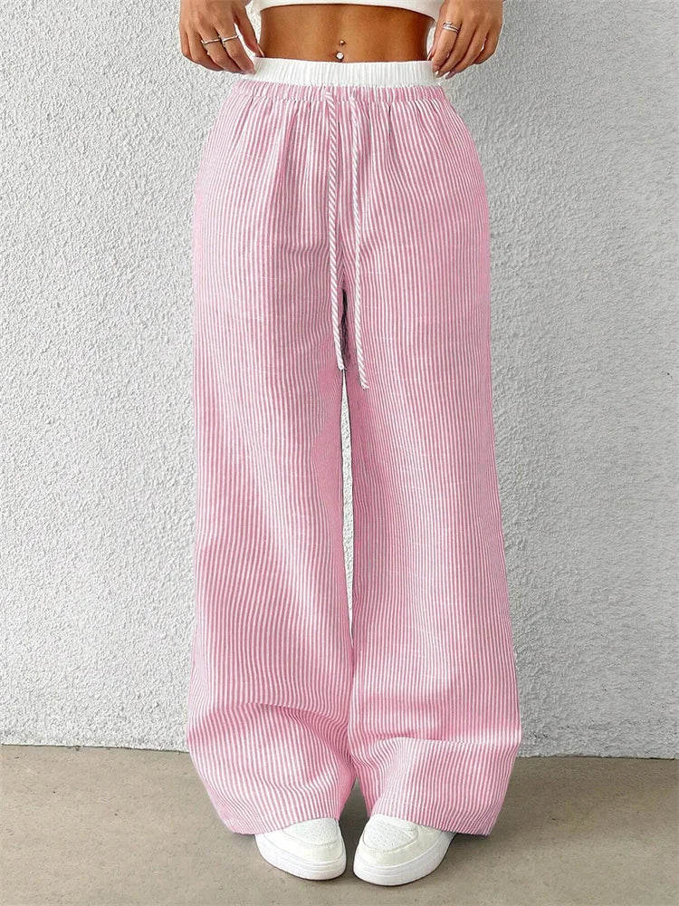 Elvy Paris™ | Pantalon Large Rayé