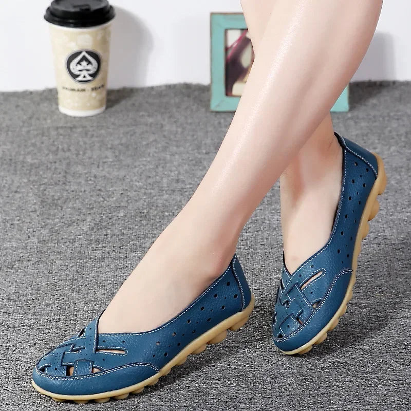 Elvy Paris | Chaussures en cuir plat creux et respirant