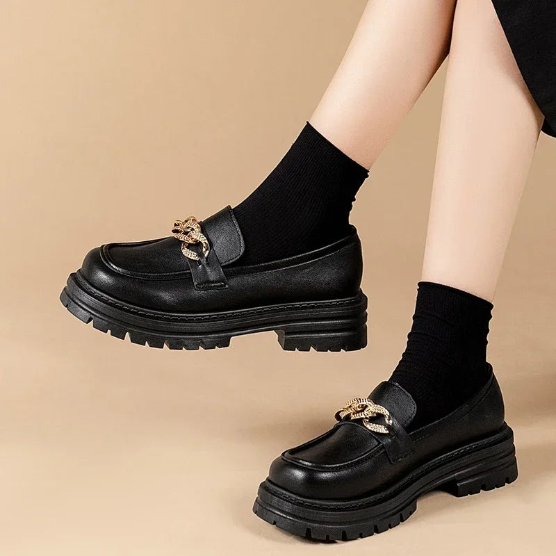 Elvy Paris | Mocassins Chunky avec Chaîne Dorée