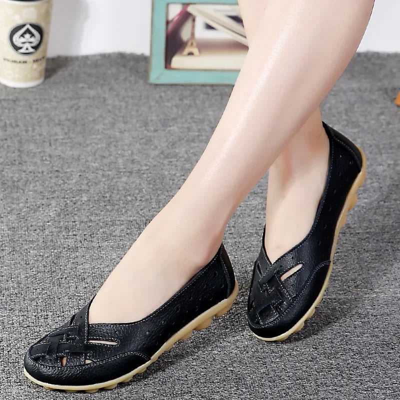 Elvy Paris | Chaussures en cuir plat creux et respirant