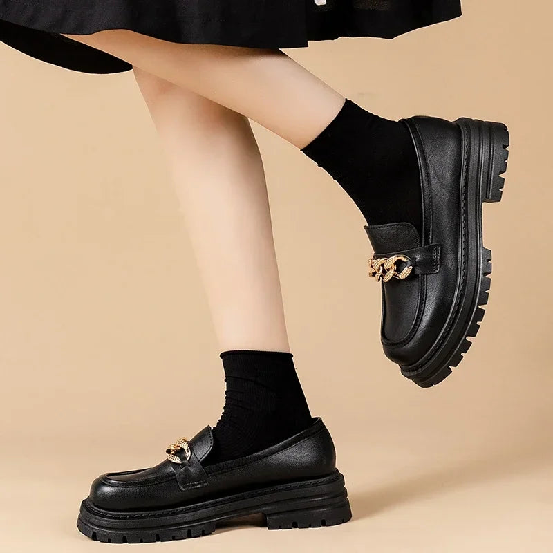 Elvy Paris | Mocassins Chunky avec Chaîne Dorée