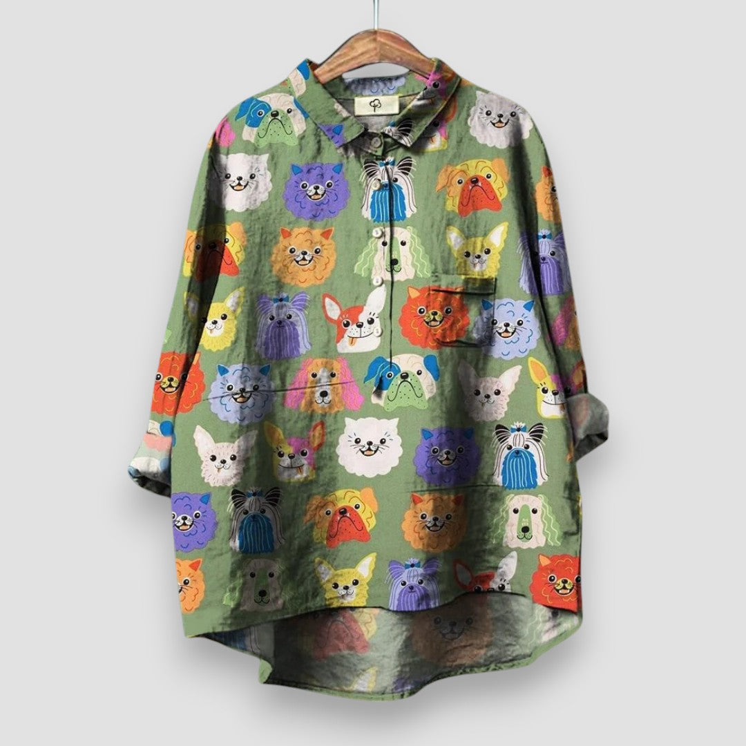 Kathrin | Chemise Femme avec Imprimé de Chien