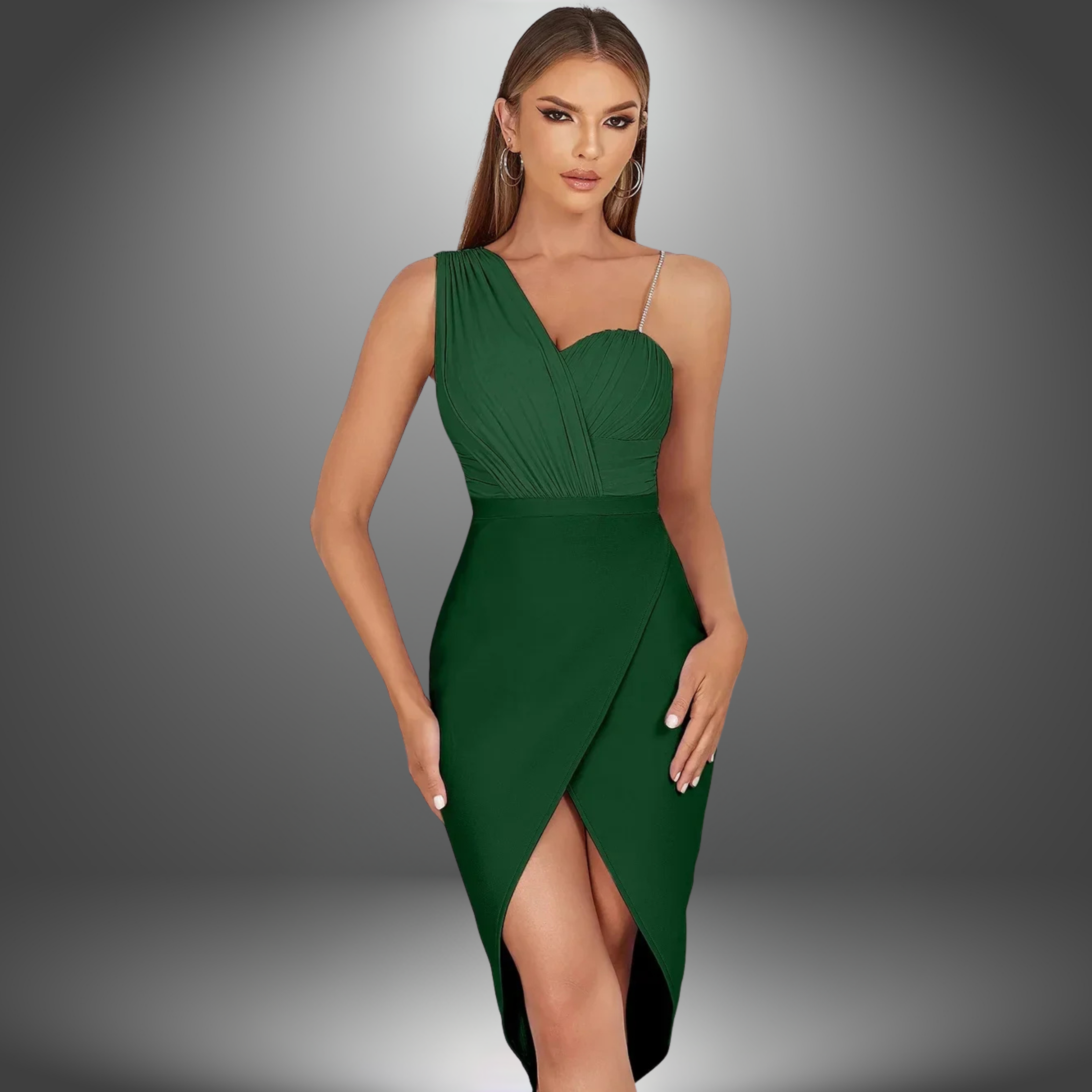 Florine - Robe asymétrique avec plis et fente