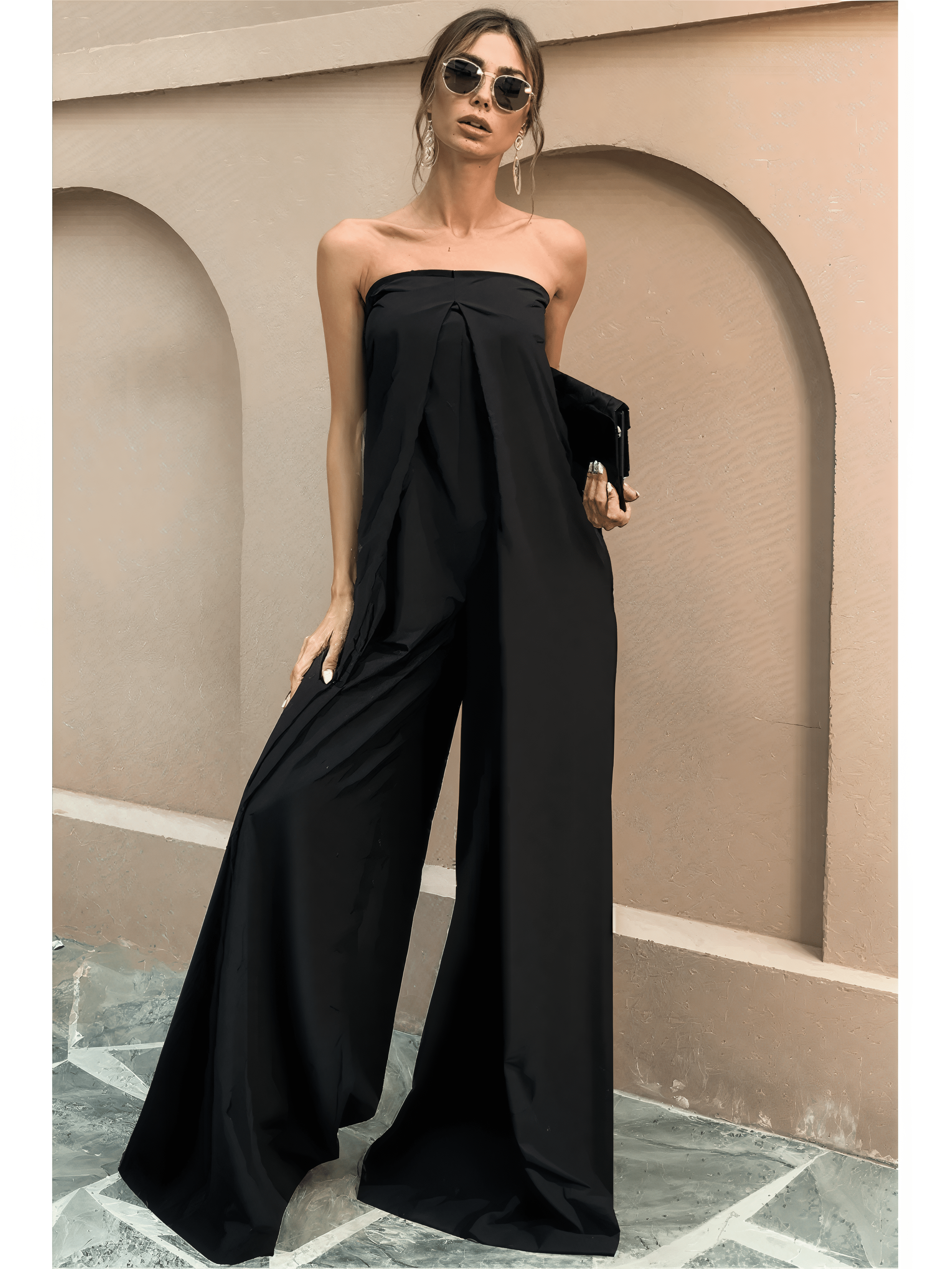 Noémie - Combinaison bustier noire fluide