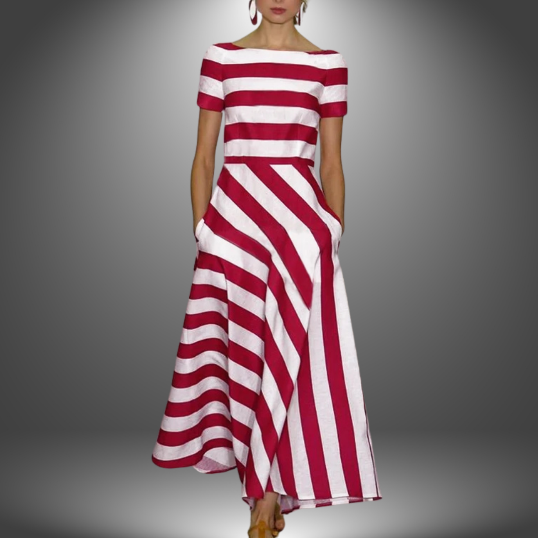 Nicole - Robe longue rayée artisanale