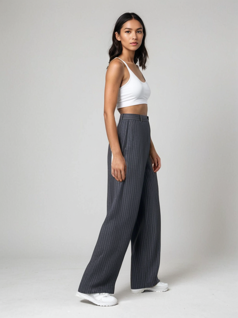 Elvy Paris™ | Pantalon Large à Rayures Élégantes