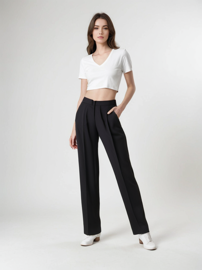 Elvy Paris™ | Pantalon Large Noir Intemporel