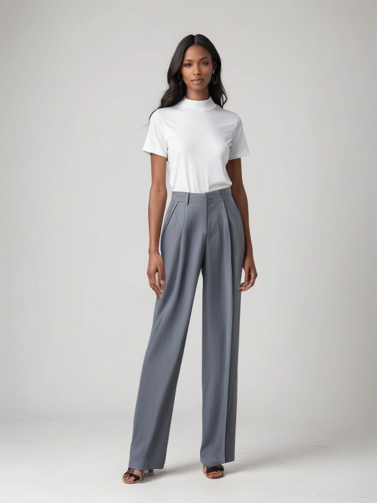 Elvy Paris™ | Pantalon Large Gris Élégant