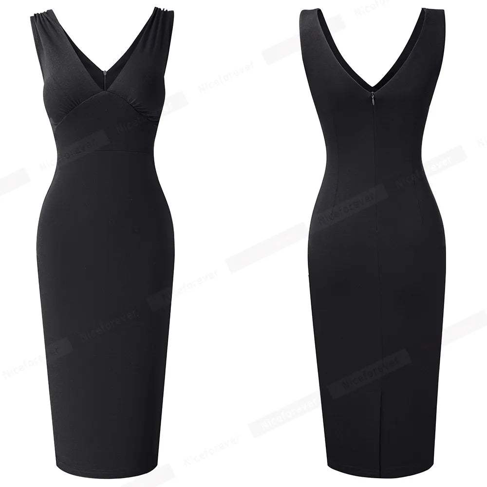 Chloé - Robe moulante séduisante à col en V profond