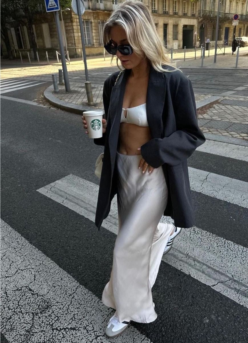 Elvy Paris™ | Jupe Maxi en Satin