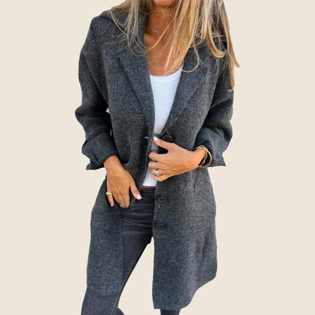 Elvy Paris | Manteau Casual Monopette avec Revers