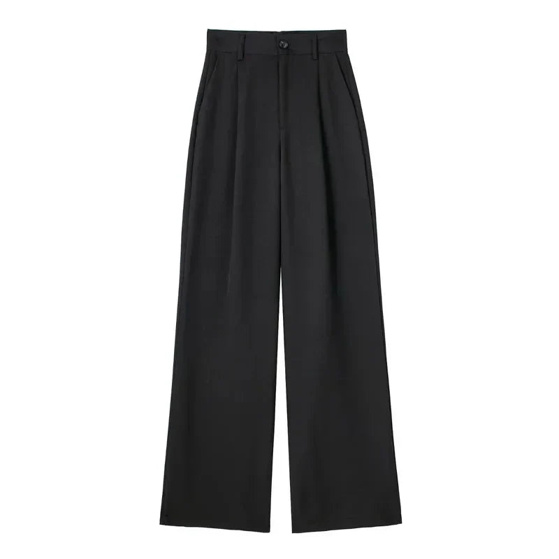 Elvy Paris™| Pantalon Large Écru Élégant