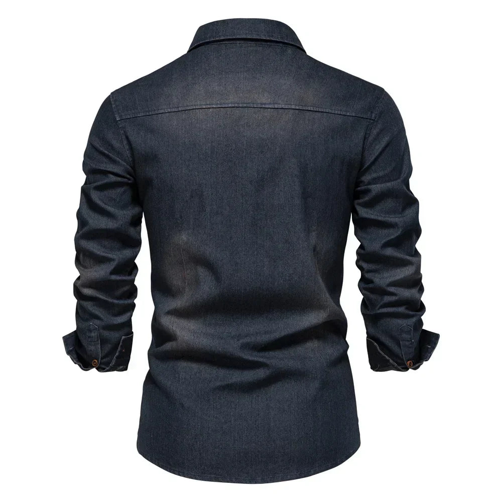 Elvy Paris™ | Chemise en Denim Coton Élastique pour Hommes