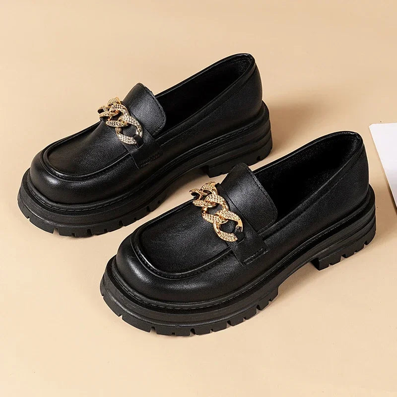 Elvy Paris | Mocassins Chunky avec Chaîne Dorée