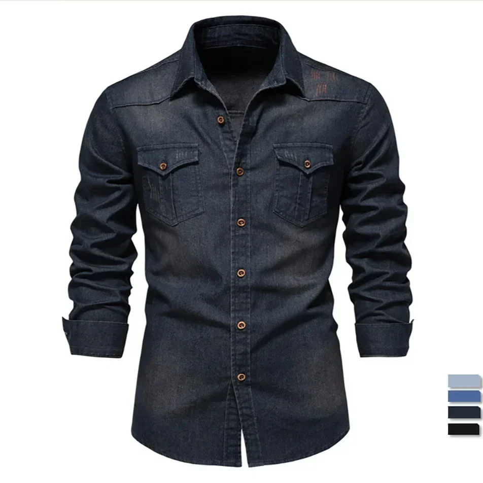 Elvy Paris™ | Chemise en Denim Coton Élastique pour Hommes