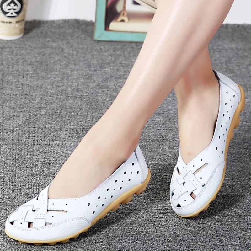 Elvy Paris | Chaussures en cuir plat creux et respirant