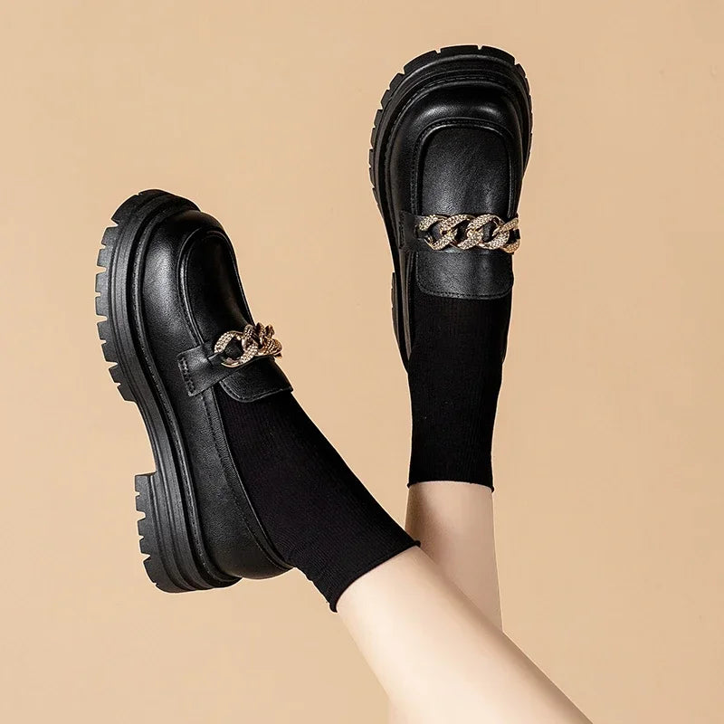 Elvy Paris | Mocassins Chunky avec Chaîne Dorée