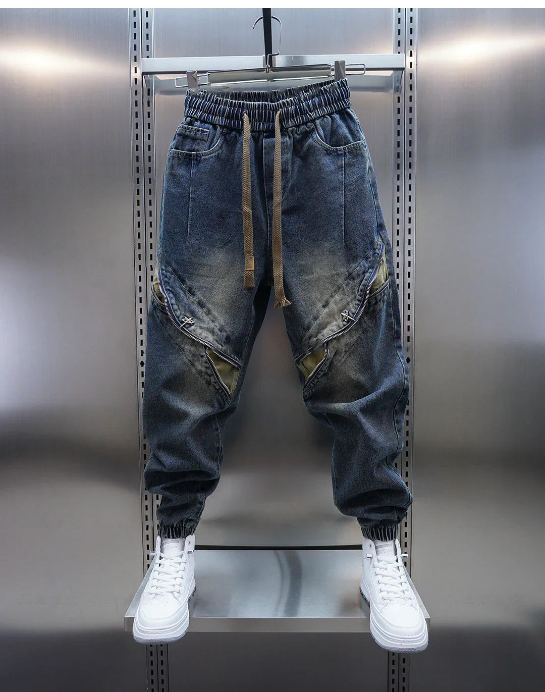 Elvy Paris™ - Pantalon Baggy Denim avec Ceinture
