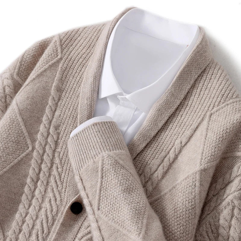 Elvy Paris™ | Cardigan en Laine Exclusif avec Motif à Carreaux