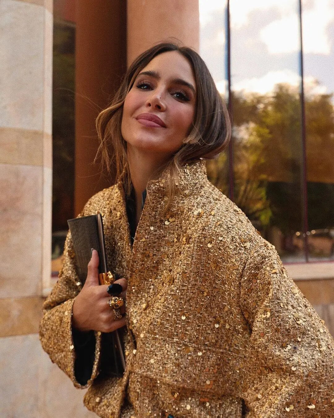 Elvy Paris™ | Veste en Sequins Dorés