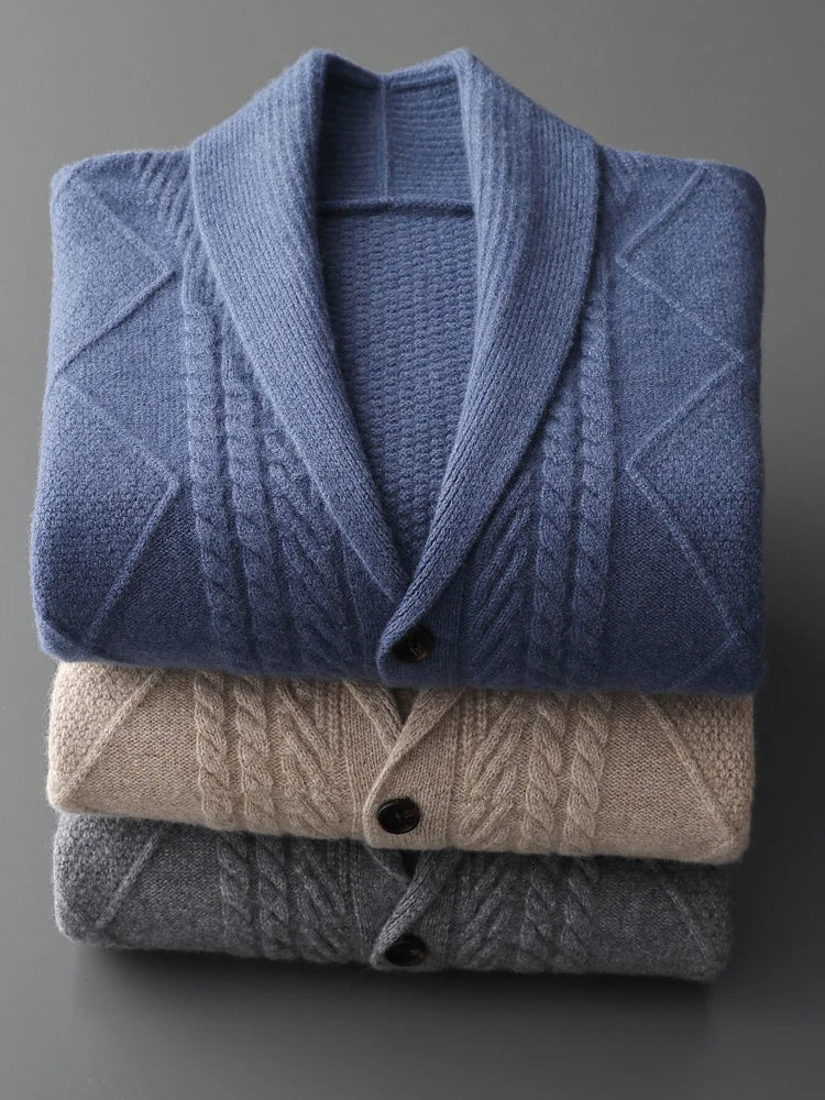 Elvy Paris™ | Cardigan en Laine Exclusif avec Motif à Carreaux